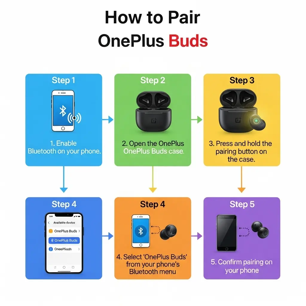 How to Pair Oneplus Buds Infographic