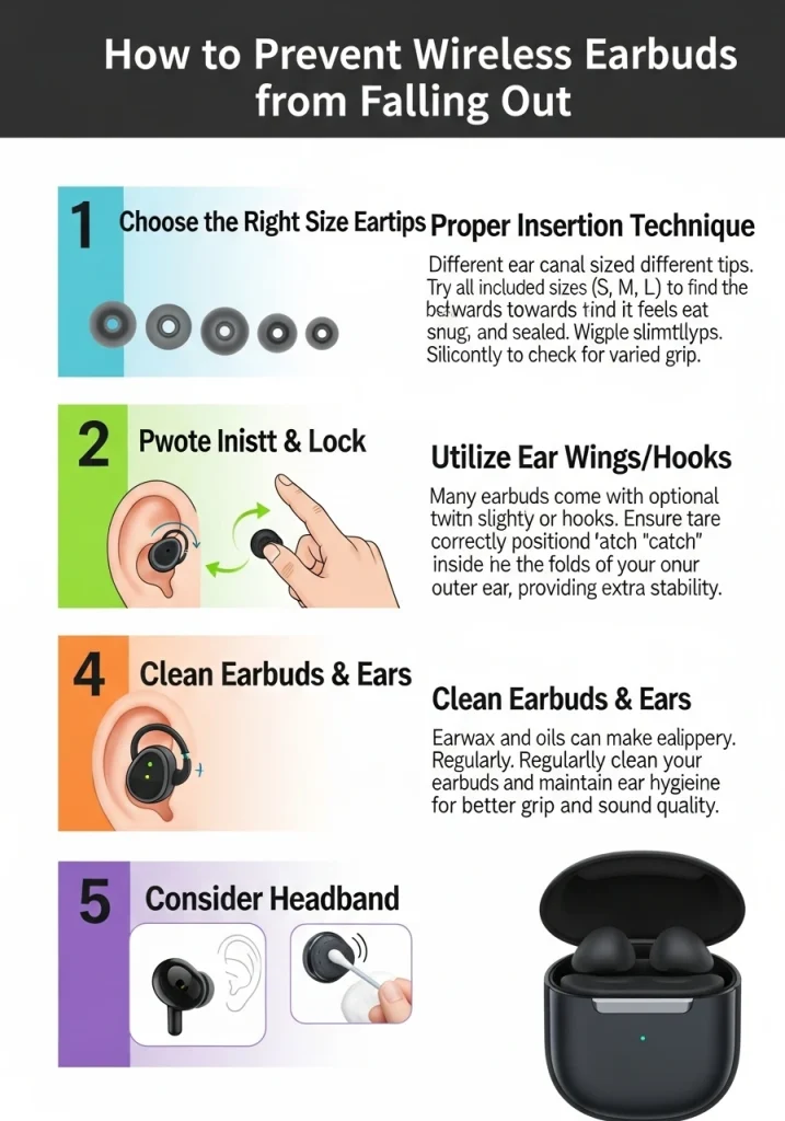 How to Prevent Wireless Earbuds from Falling Out Infographic