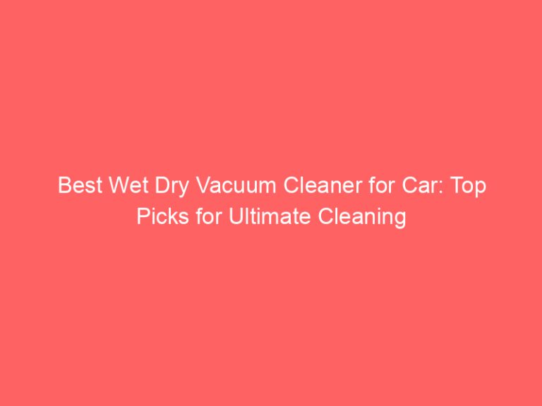 Best Wet Dry Vacuum Cleaner for Car: Top Picks for Ultimate Cleaning